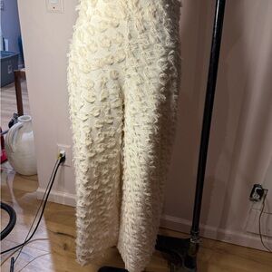 Zara Cream Textured Straight Leg Pants